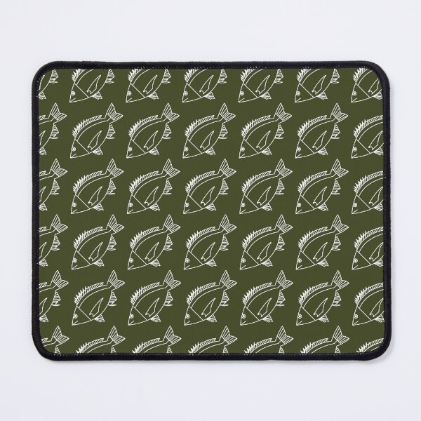Item preview, Kawaii Black Bream Fish in White on Khaki Green designed and sold by fruttidimare.