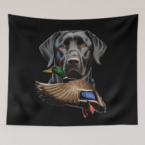 Item preview, Duck Hunting Black Labrador Retriever and Flying Mallard designed and sold by LifeCrush.