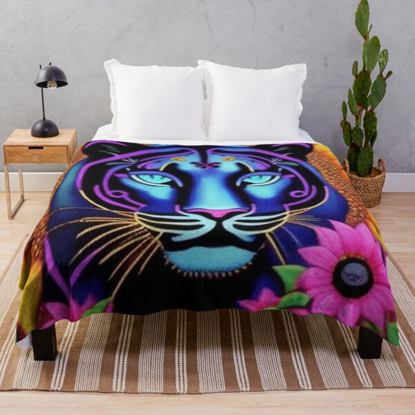Item preview, Neon panther and sunflowers designed and sold by Roxburylane.