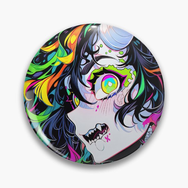 Item preview, Bright Colorful Abstract Demon Anime Girl designed and sold by bubblegoth.
