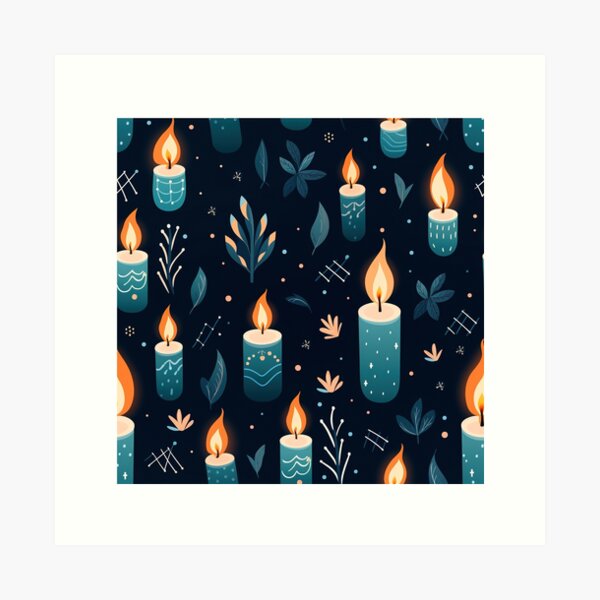 Item preview, Hygge Christmas Candles in Blue, Nordic Style designed and sold by VintageFlorals.