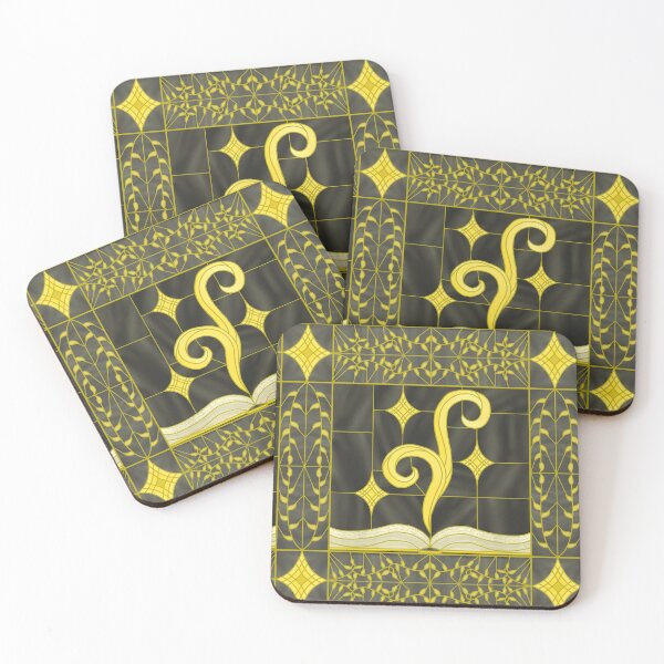 Artikelvorschau, Buntglas-Grimoire (Gelb und Grau 2) entworfen und verkauft von PaganArtisan.