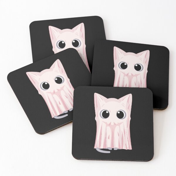Item preview, Cat in pink ghost costume ready for halloween party designed and sold by MojaDoodles.