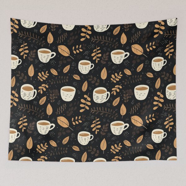 Item preview, Hygge Coffee Pattern with Autumn Leaves designed and sold by VintageFlorals.