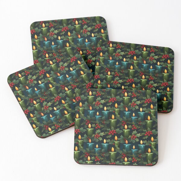 Item preview, Christmas Candles with Holly Berries designed and sold by VintageFlorals.