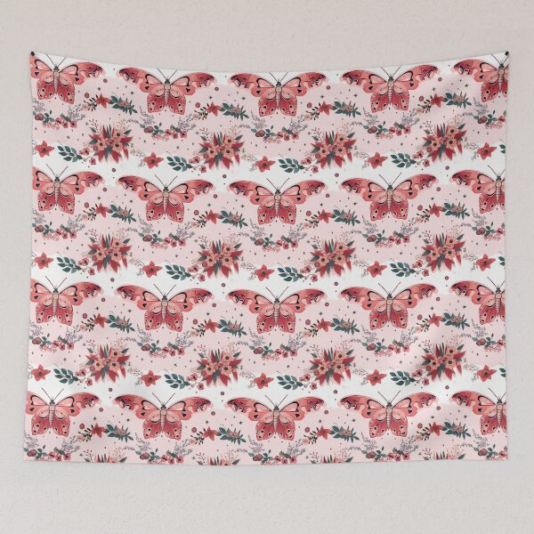 Item preview, Pink seemless moth, butterfly pattern designed and sold by ANU911.