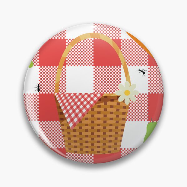 Artikelvorschau, Gingham-Picknickkorb Ameisen im Retro-Stil entworfen und verkauft von Gossip Rag.