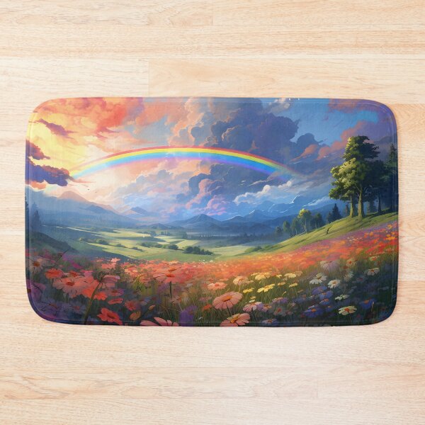 Item preview, Rainbow Over a Field of Flowers designed and sold by Carmillai.