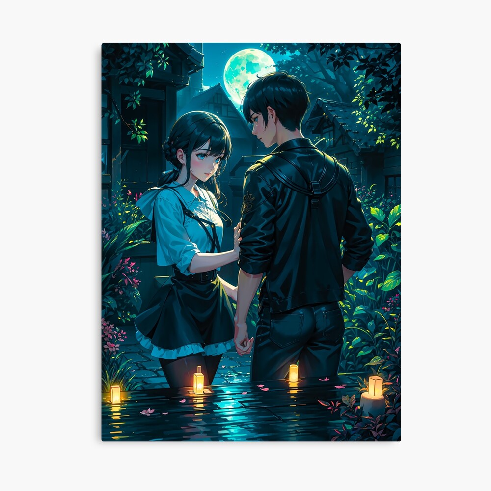 Couple Romantic Anime Digital Art Love Moonlight