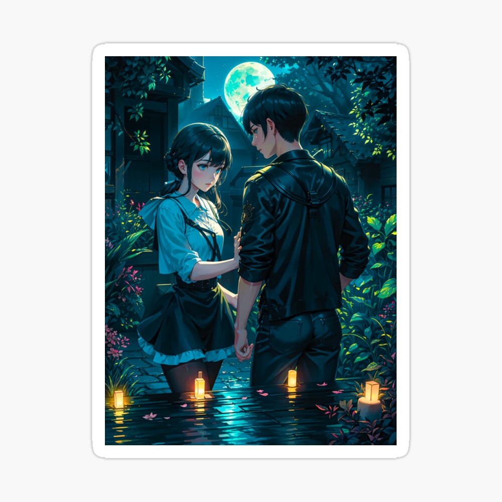 Couple Romantic Anime Digital Art Love Moonlight