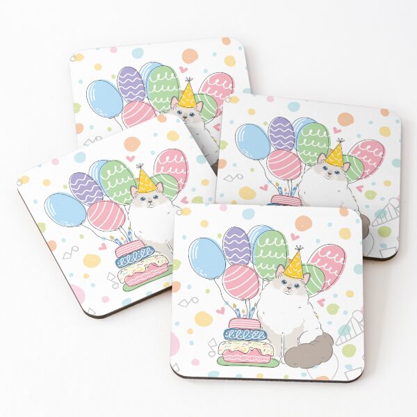 Item preview, Blue Gray Mitted Ragdoll Cat Birthday Party  designed and sold by lulululupaint.