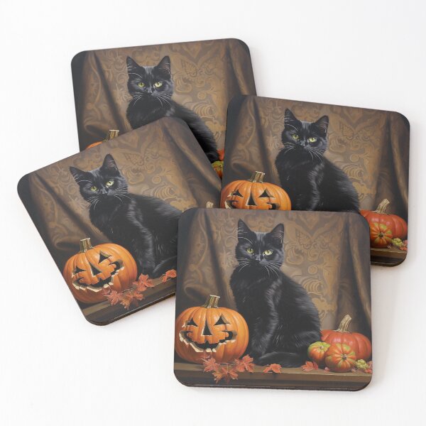 Item preview, Black cat and pumpkin print designed and sold by dcrc.