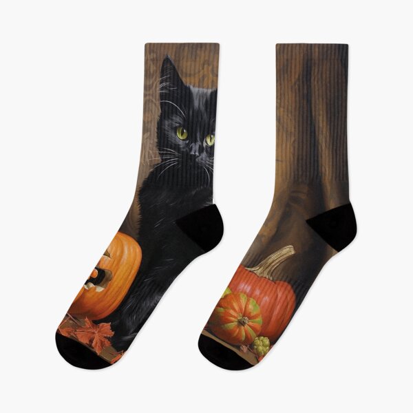Item preview, Black cat and pumpkin print designed and sold by dcrc.