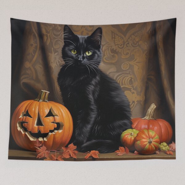 Item preview, Black cat and pumpkin print designed and sold by dcrc.
