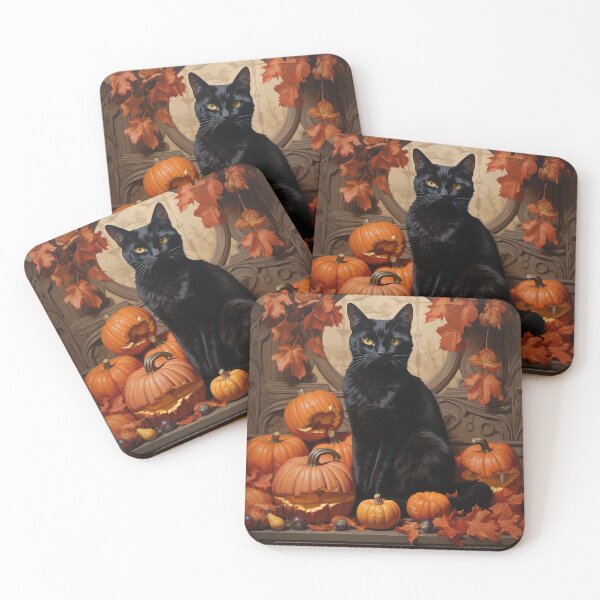 Item preview, black cat and pumpkin print designed and sold by dcrc.