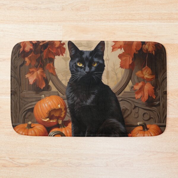 Item preview, black cat and pumpkin print designed and sold by dcrc.
