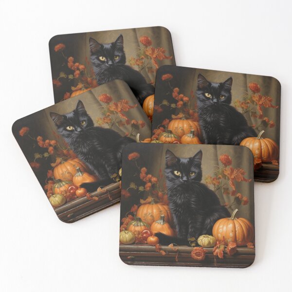 Item preview, black cat and pumpkin print designed and sold by dcrc.