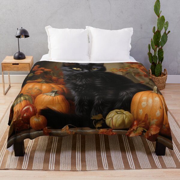 Item preview, black cat and pumpkin print designed and sold by dcrc.