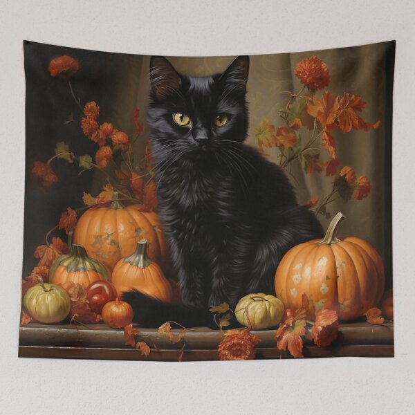 Item preview, black cat and pumpkin print designed and sold by dcrc.
