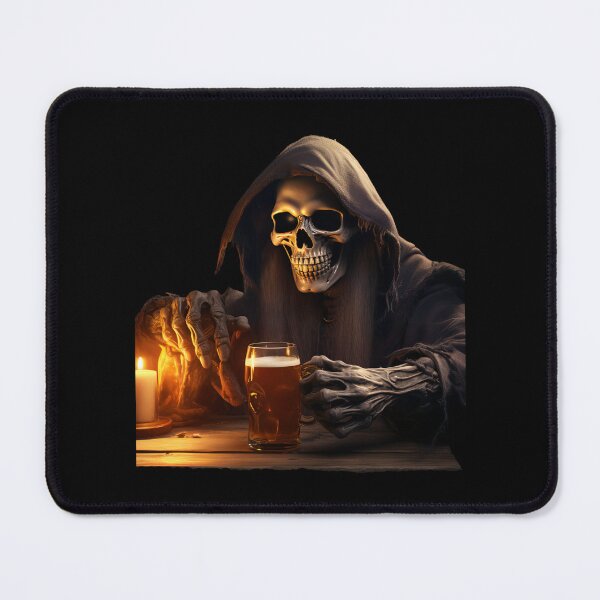 Item preview, Happy Halloween Draft Beer Drunk Skull with Candle designed and sold by EnigmaStitcher.