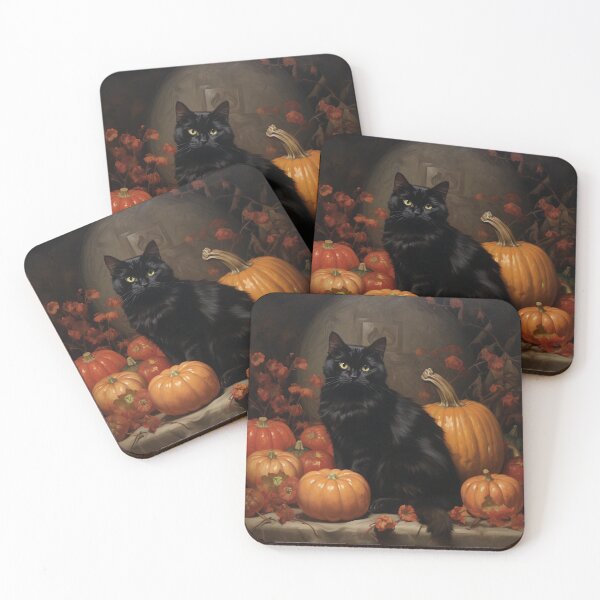 Item preview, black cat and pumpkin print designed and sold by dcrc.