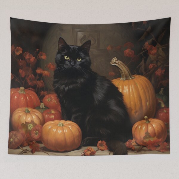 Item preview, black cat and pumpkin print designed and sold by dcrc.