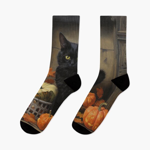 Item preview, black cat and pumpkin print designed and sold by dcrc.