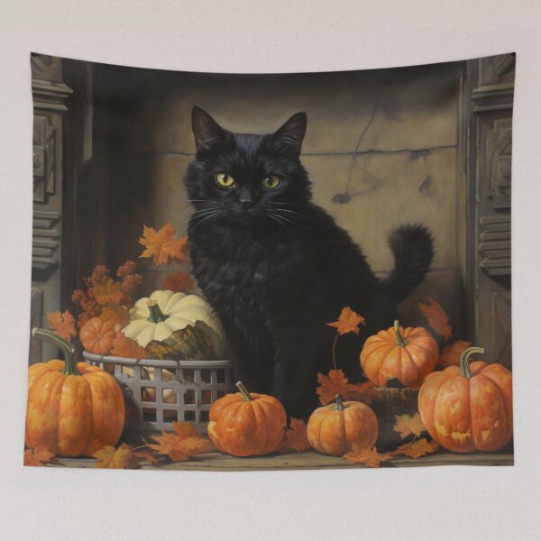 Item preview, black cat and pumpkin print designed and sold by dcrc.
