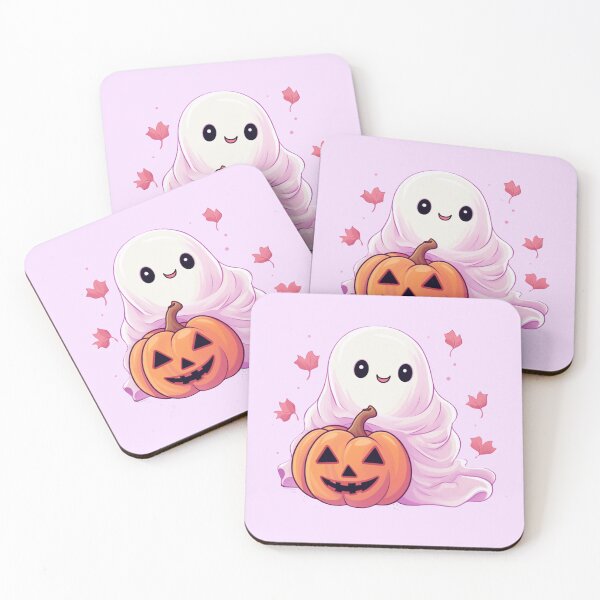 Item preview, Cute Pink Ghost with Pumpkin  designed and sold by ArtFromBeyond.