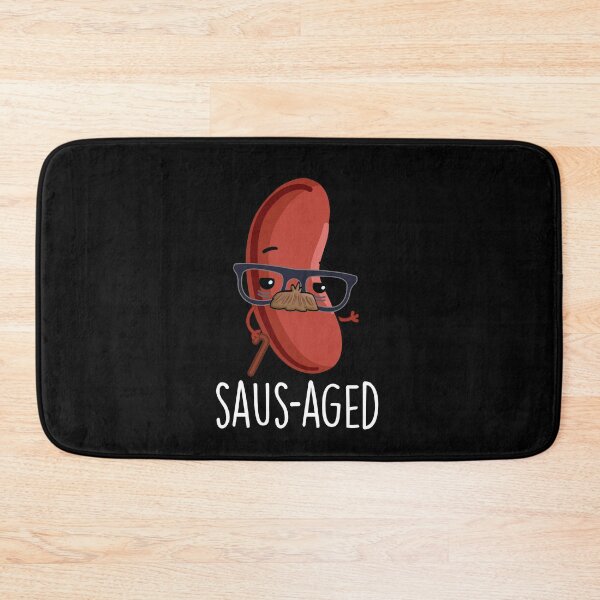 Item preview, Saus-aged Funny Old Sausage Puns (Dark BG) designed and sold by punnybone.