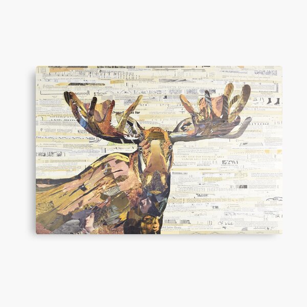 Moose Collage Art C.E. White Metal Print
