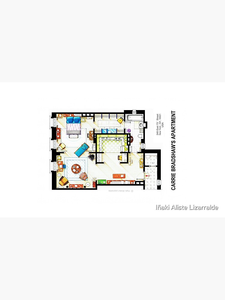 "Carrie Bradshaw's Apartment Floorplan v.2" Mug by nikneuk Redbubble