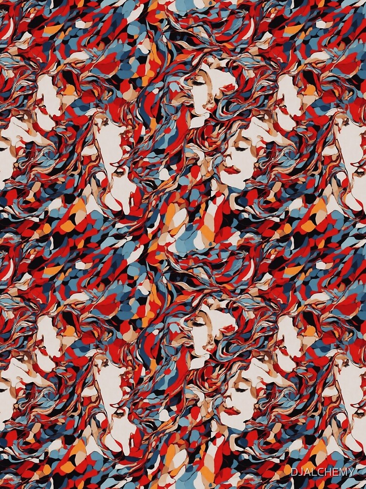 Thumbnail 4 of 4, A-Line Dress, Abstract Shapes and Hidden Faces designed and sold by DJALCHEMY.