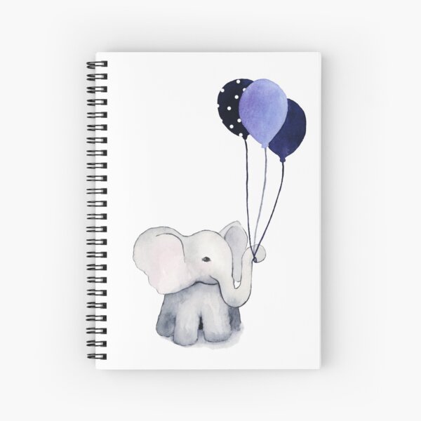 Elephant with Balloons Spiral Notebook