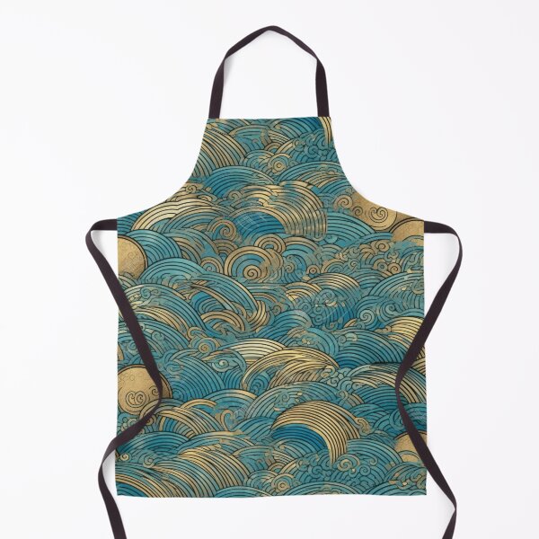 Item preview, Japanese Gold and Teal Waves designed and sold by kansaikate.