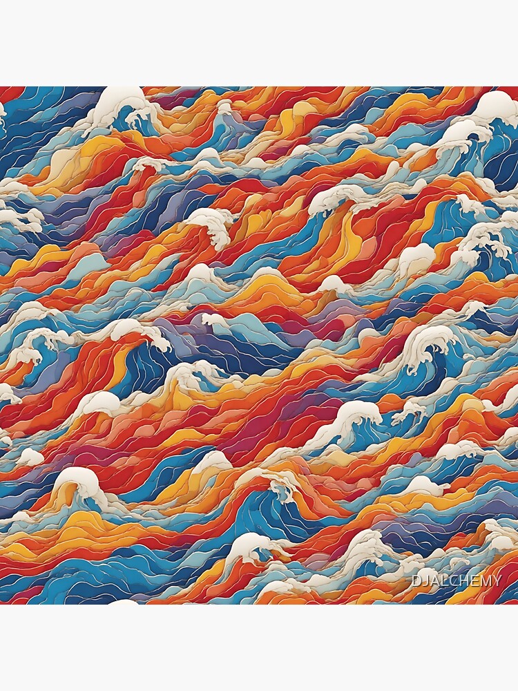 Thumbnail 3 of 3, Sticker, Colorful Waves pattern designed and sold by DJALCHEMY.