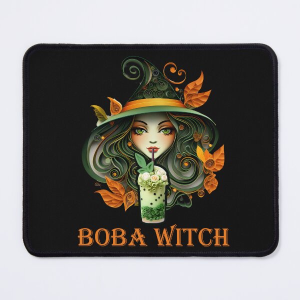 Item preview, Halloween boba tea witch sipping bubble tea designed and sold by PeffysArt.
