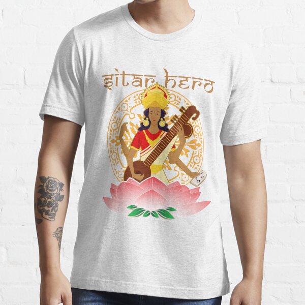 "Sitar Hero Saraswati, Hindu Goddess of Music" Tshirt for Sale by