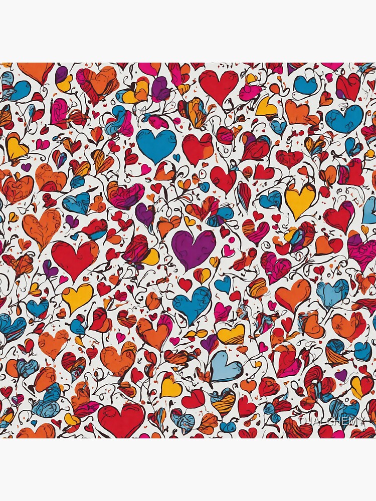 Thumbnail 3 of 3, Sticker, Heart pattern designed and sold by DJALCHEMY.