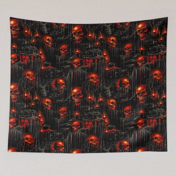 Item preview, Pattern- Red Skulls designed and sold by Stacey Hallock.