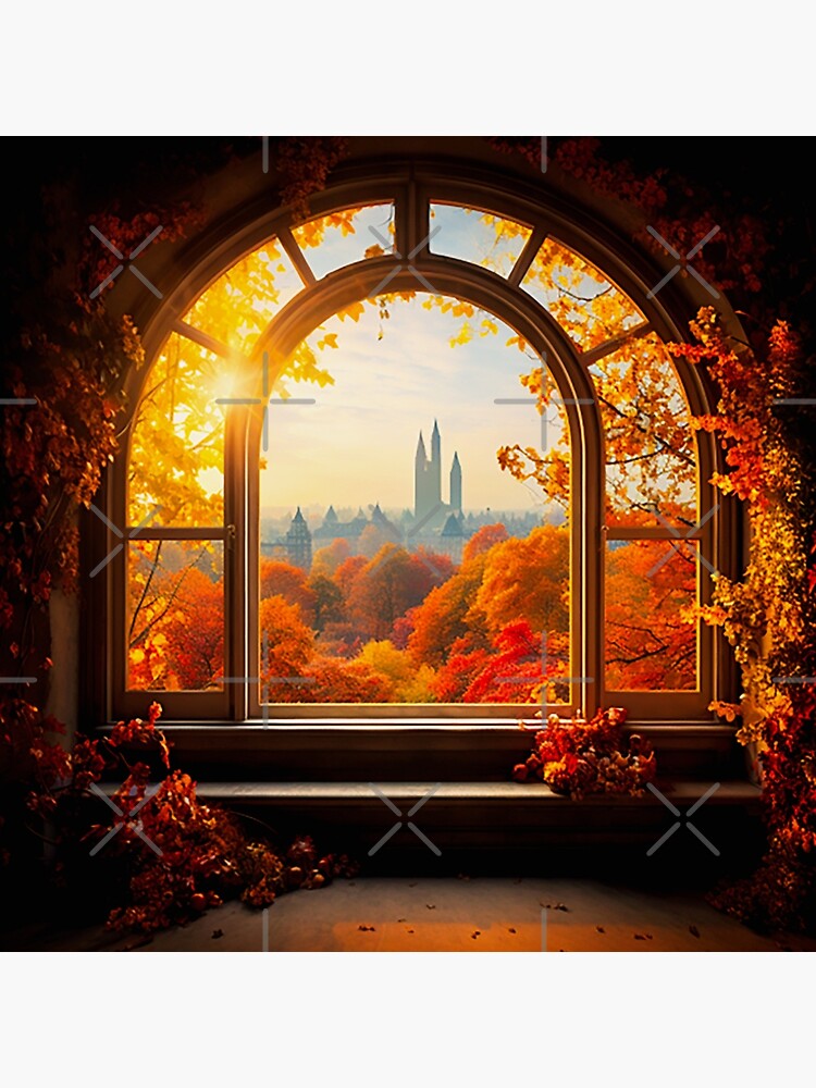Autumn Vibe View Through A Window Art Board Print for Sale by frigamribe88