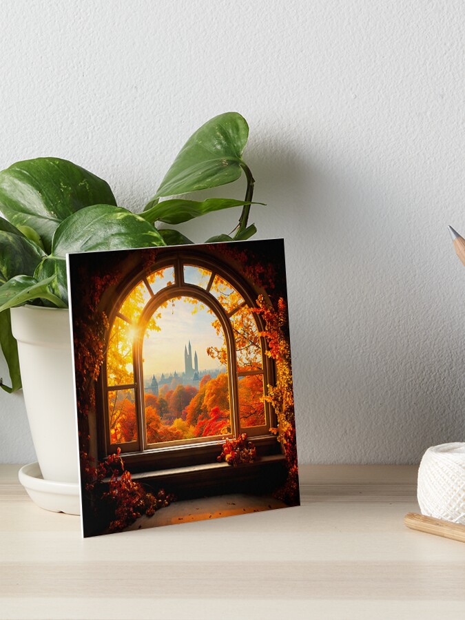 Autumn Vibe View Through A Window Art Board Print for Sale by frigamribe88