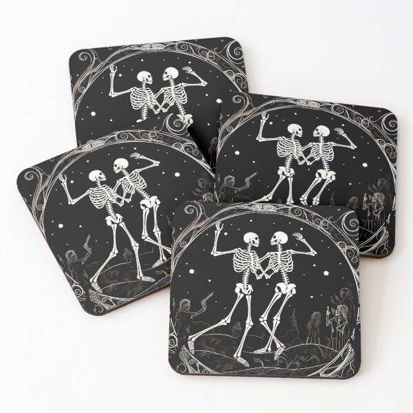 Item preview, Halloween, skeletons dancing for the deceased in the cemetery designed and sold by br3wow.