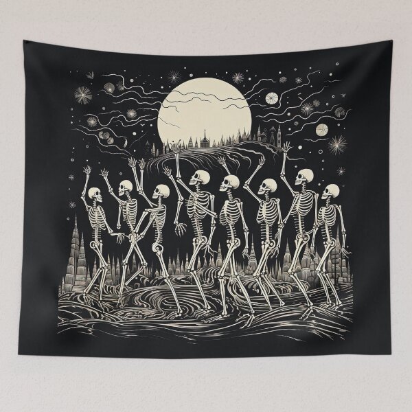 Item preview, Skeletons in procession through the city of the dead designed and sold by br3wow.