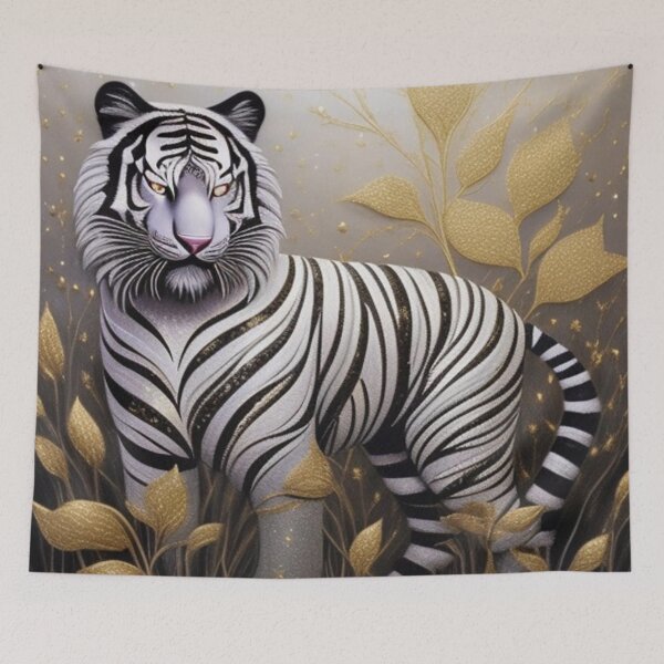 Item preview, Tiger and gold leaves  designed and sold by Roxburylane.