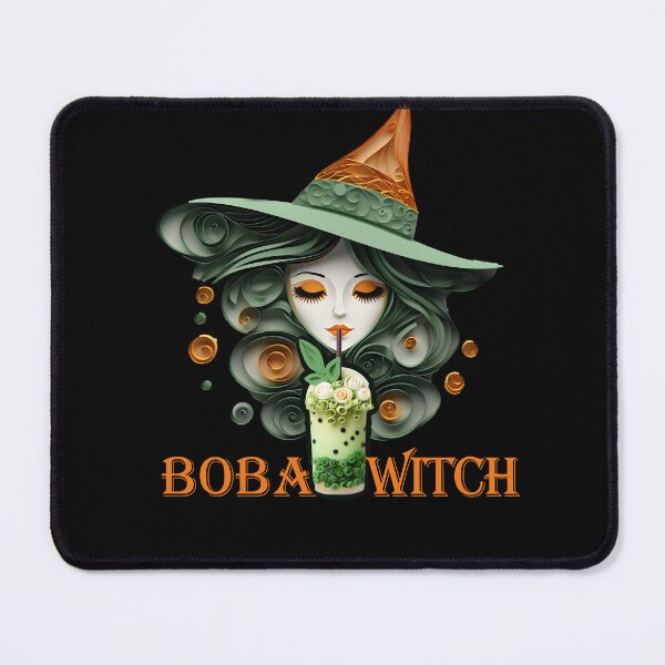 Item preview, Halloween boba tea witch sipping bubble tea designed and sold by PeffysArt.