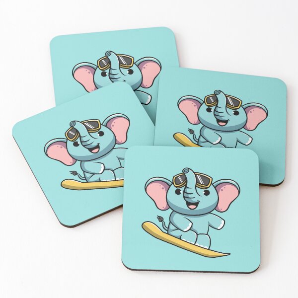 Item preview, Cute elephant playing snowboard cartoon illustration designed and sold by cubbone.