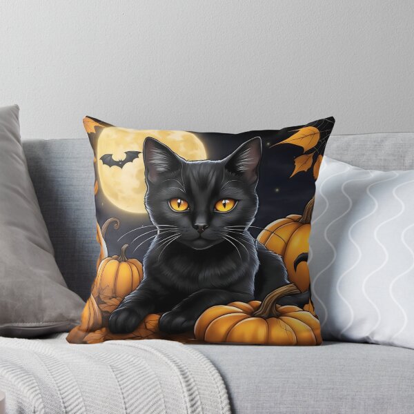 Item preview, Full Moon Halloween Black Cat Among Pumpkins designed and sold by IceCreamSmile.