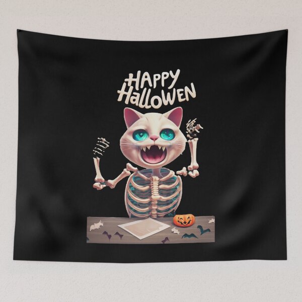 Item preview, Happy Halloween Cat Skeleton designed and sold by Glamalt.