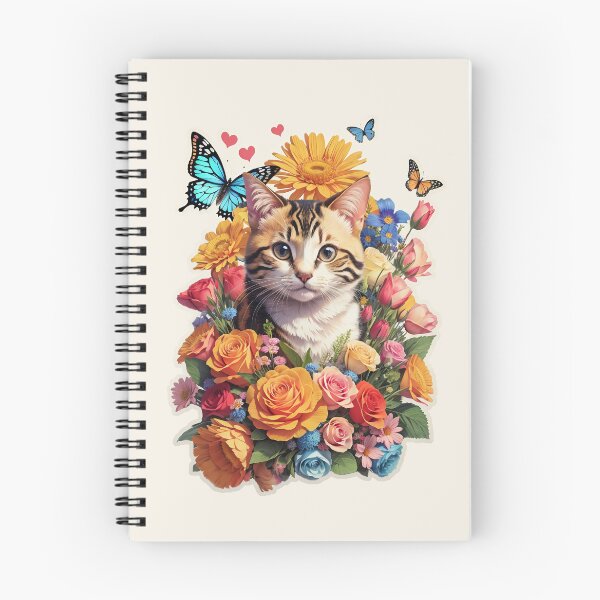 Item preview, Cute Cat With Flowers and Butterflies designed and sold by SeGoArtDesign.